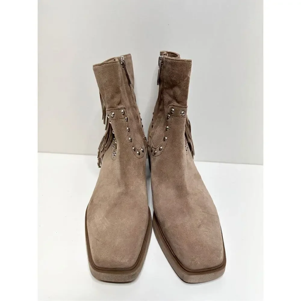 Sam Edelman Bernie Boots Womens Size‎ 5.5 Suede Fringe Detailing Zip Western - Picture 5 of 11